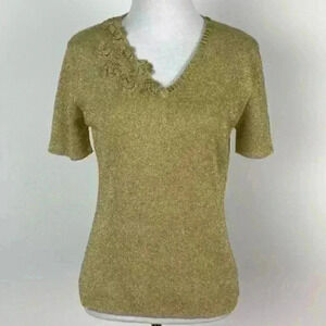 New Kenneth miller womens top size M gold floral